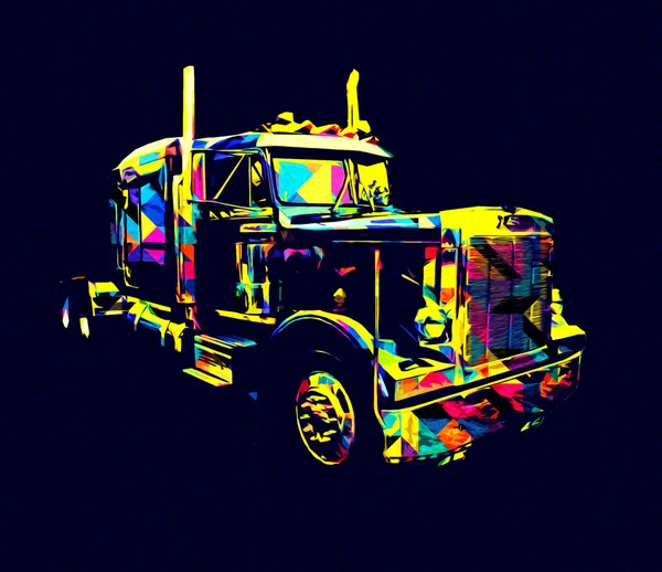 Amerikanische Lkw Illustration Farbe Isoliert Kunst Vintage Retro — Stockfoto