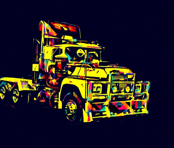 Amerikanische Lkw Illustration Farbe Isoliert Kunst Vintage Retro — Stockfoto