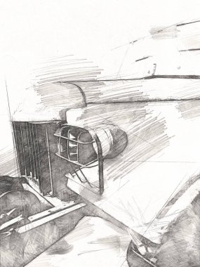 Zırhlı Araç Teknik Askeri Kamyon Sanat Çizimi