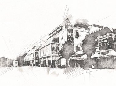 Sopot sanat çiziminde kare ve gezinti mimari dönüm noktası