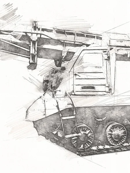 Vintage Tank Geïsoleerde Tekening Schets Kunst Illustratie — Stockfoto