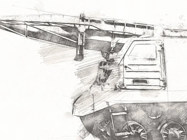 Vintage Tank Geïsoleerde Tekening Schets Kunst Illustratie — Stockfoto