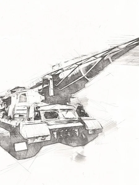 Vintage Tank Geïsoleerde Tekening Schets Kunst Illustratie — Stockfoto