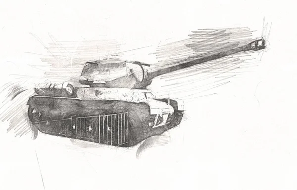 Vintage Tank Isolated Drawing Sketch Art Illustration — Stock Photo, Image