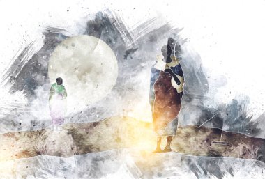 Afrikalı etnik retro-klasik illüstrasyon