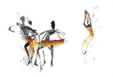 Afrikalı etnik retro-klasik illüstrasyon