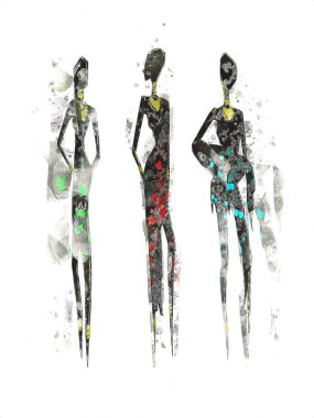 Afrikalı etnik retro-klasik illüstrasyon