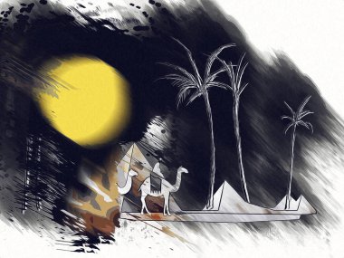 Afrikalı etnik retro-klasik illüstrasyon
