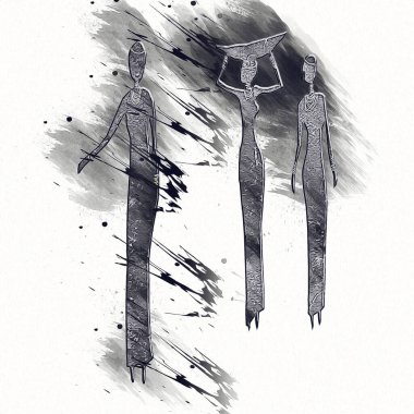 Afrikalı etnik retro-klasik illüstrasyon