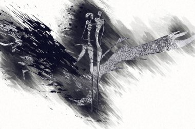 Afrikalı etnik retro-klasik illüstrasyon