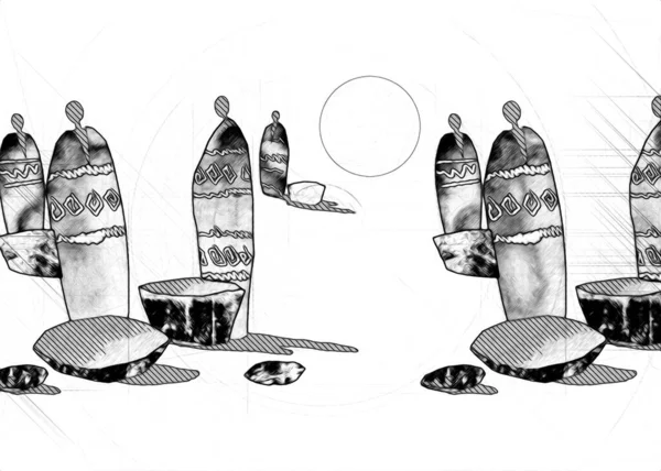 Африканська Етнічна Ретро Вінтажна Ілюстрація — стокове фото