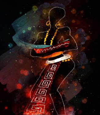 Afrikalı etnik retro-klasik illüstrasyon