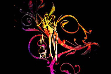 Afrikalı etnik retro-klasik illüstrasyon