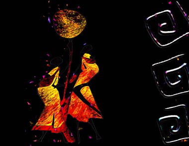 Afrikalı etnik retro-klasik illüstrasyon