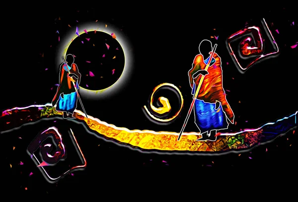 Африканская Этническая Ретро Винтажная Иллюстрация — стоковое фото