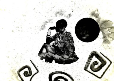 Afrikalı etnik retro-klasik illüstrasyon