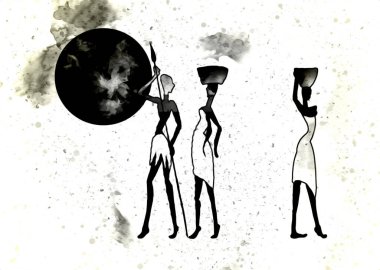 Afrikalı etnik retro-klasik illüstrasyon