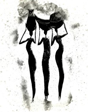 Afrikalı etnik retro-klasik illüstrasyon