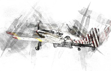 Beyaz arka planda izole edilmiş eski bir savaş uçağı.