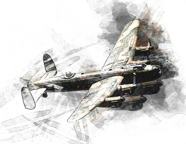 Beyaz arka planda izole edilmiş eski bir savaş uçağı.