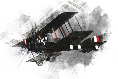 Beyaz arka planda izole edilmiş eski bir savaş uçağı.