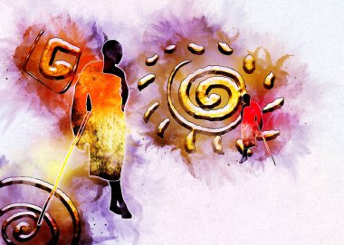 Afrikalı etnik retro-klasik illüstrasyon