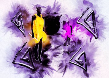 Afrikalı etnik retro-klasik illüstrasyon