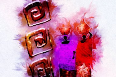 Afrikalı etnik retro-klasik illüstrasyon