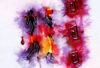 Afrikalı etnik retro-klasik illüstrasyon