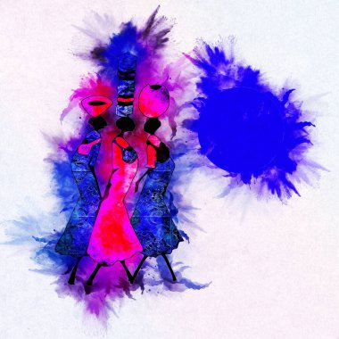 Afrikalı etnik retro-klasik illüstrasyon