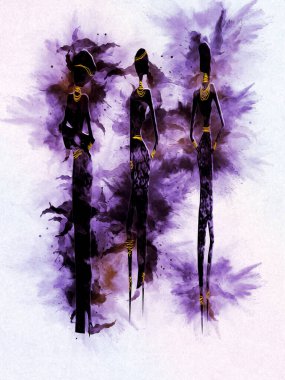 Afrikalı etnik retro-klasik illüstrasyon