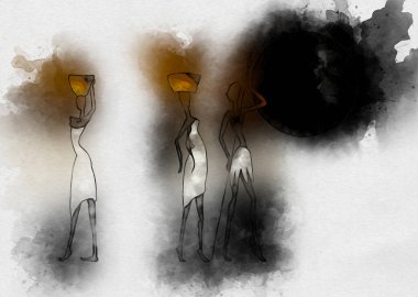 Afrikalı etnik retro-klasik illüstrasyon