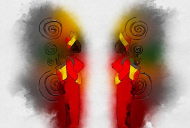 Afrikalı etnik retro-klasik illüstrasyon