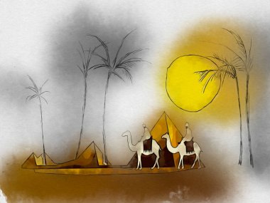 Afrikalı etnik retro-klasik illüstrasyon