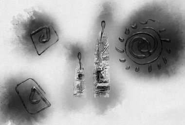 Afrikalı etnik retro-klasik illüstrasyon