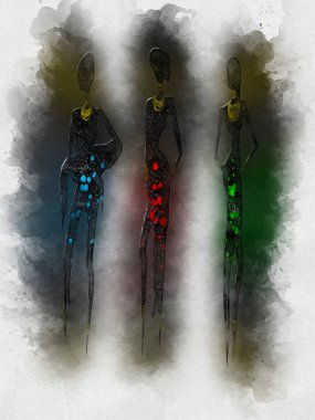 Afrikalı etnik retro-klasik illüstrasyon