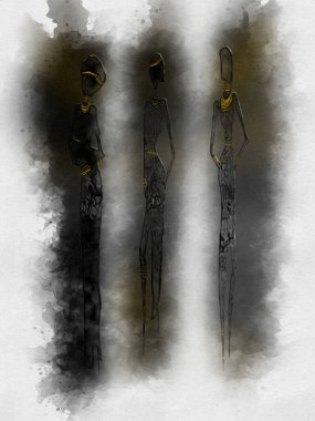 Afrikalı etnik retro-klasik illüstrasyon