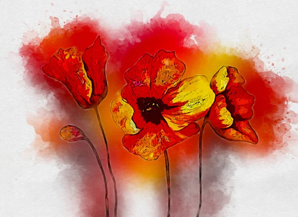 Ročník Pozadí Uměním Ilustrace Květinové Malby — Stock fotografie