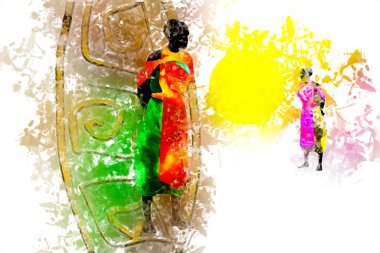 Afrikalı etnik retro-klasik illüstrasyon