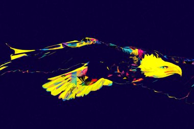 Kel kartal el çizimi ve beyaz arkaplan çizimi üzerine çullanır