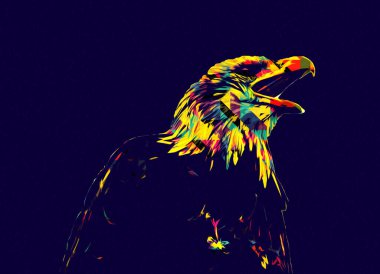 Kel kartal el çizimi ve beyaz arkaplan çizimi üzerine çullanır