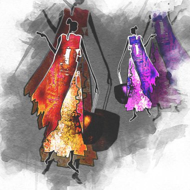 Afrikalı etnik retro-klasik illüstrasyon