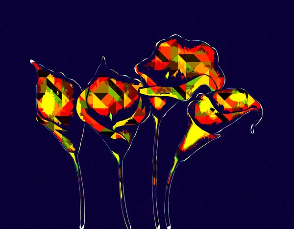 Ročník Pozadí Uměním Ilustrace Květinové Malby — Stock fotografie