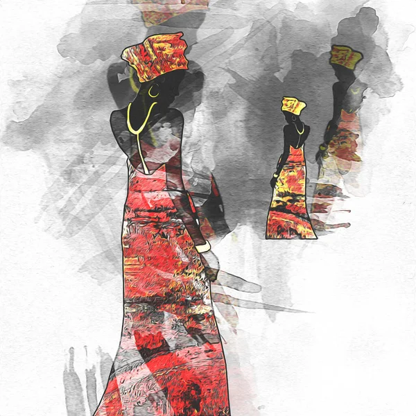 Illustration Vintage Rétro Ethnique Africaine — Photo