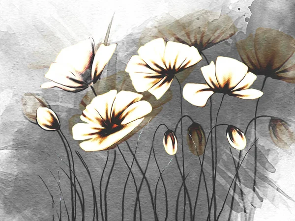 Vintage Background Art Illustration Flower Painting — Stock Photo, Image