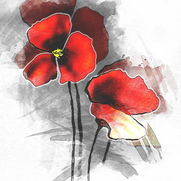 Fond Vintage Avec Illustration Art Peinture Fleurs — Photo