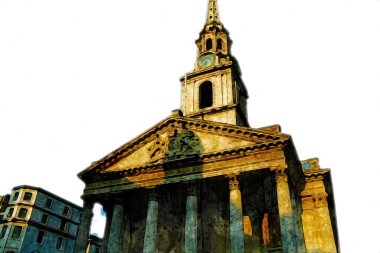 Londra 'nın büyük Ben sanat eseri çizimi, çizim, eğlenceli tasarım, antika retro