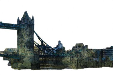 Londra 'nın büyük Ben sanat eseri çizimi, çizim, eğlenceli tasarım, antika retro