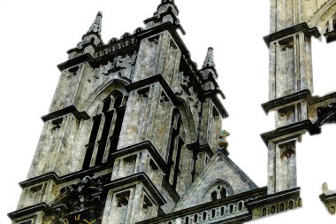 Londra 'nın büyük Ben sanat eseri çizimi, çizim, eğlenceli tasarım, antika retro