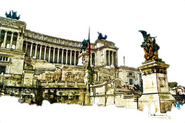 Roma İtalya sanatı eskiz çizimi eğlenceli tasarım antika retro